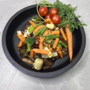 Chicken Stir-Fry, Marinated (BBQ Rib marinade)