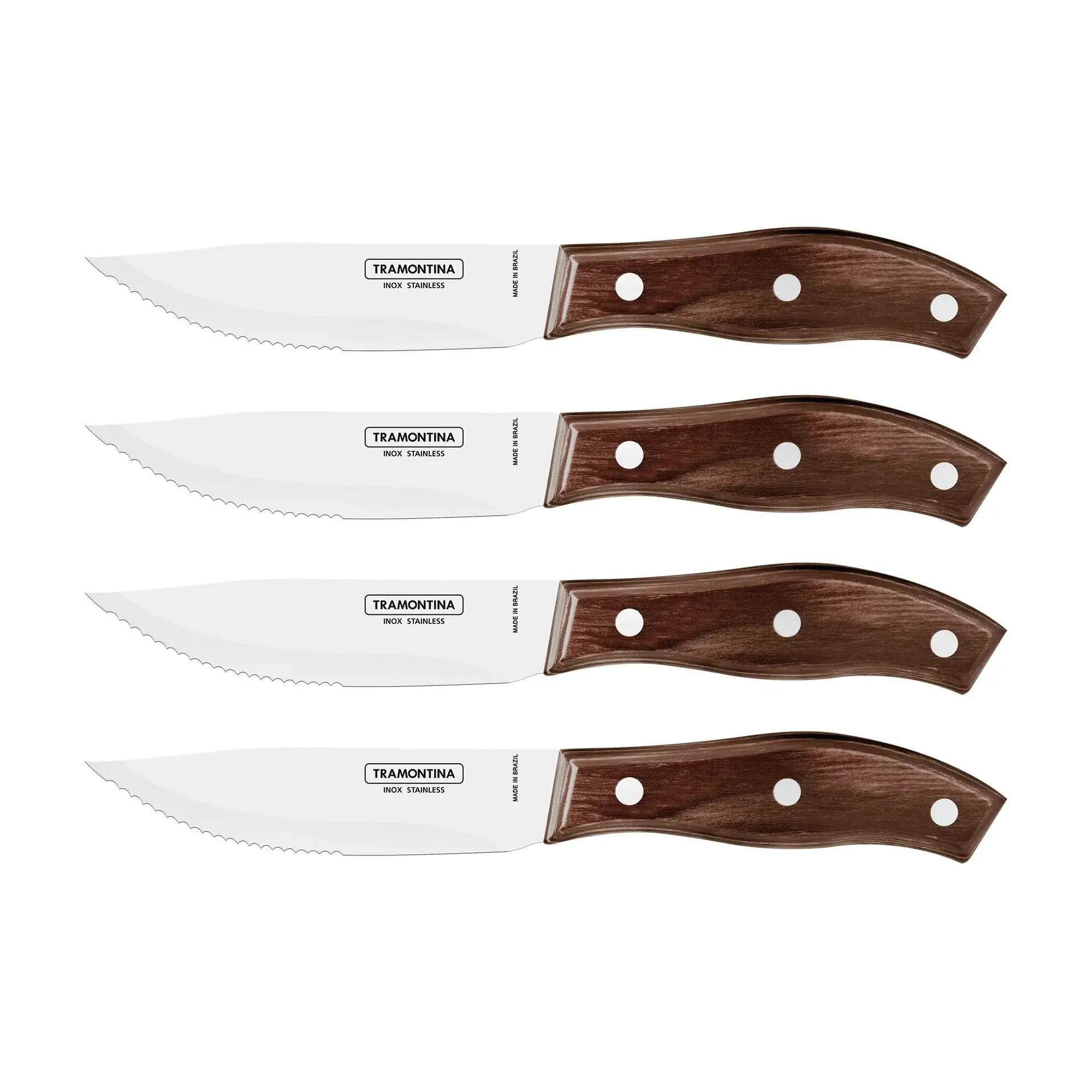 Tramontina Set Coltelli 4 Pezzi Dynamic: Lame In Acciaio Inox E Manici In Legno Per Cucina